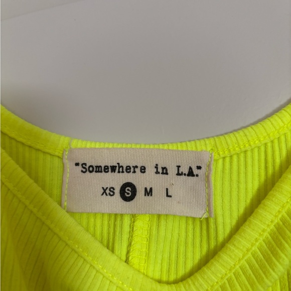 SOMEWHERE IN LA Body-con Neon Yellow Sleeveless Dress. Small - Picture 2 of 3